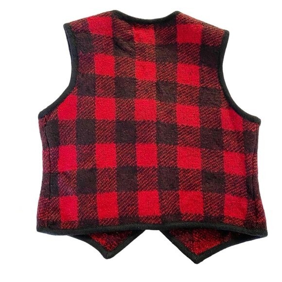 Cambridge Dry Goods Women's Buffalo Plaid Boiled Wool V Neck Vest L or 10 - Picture 6 of 13